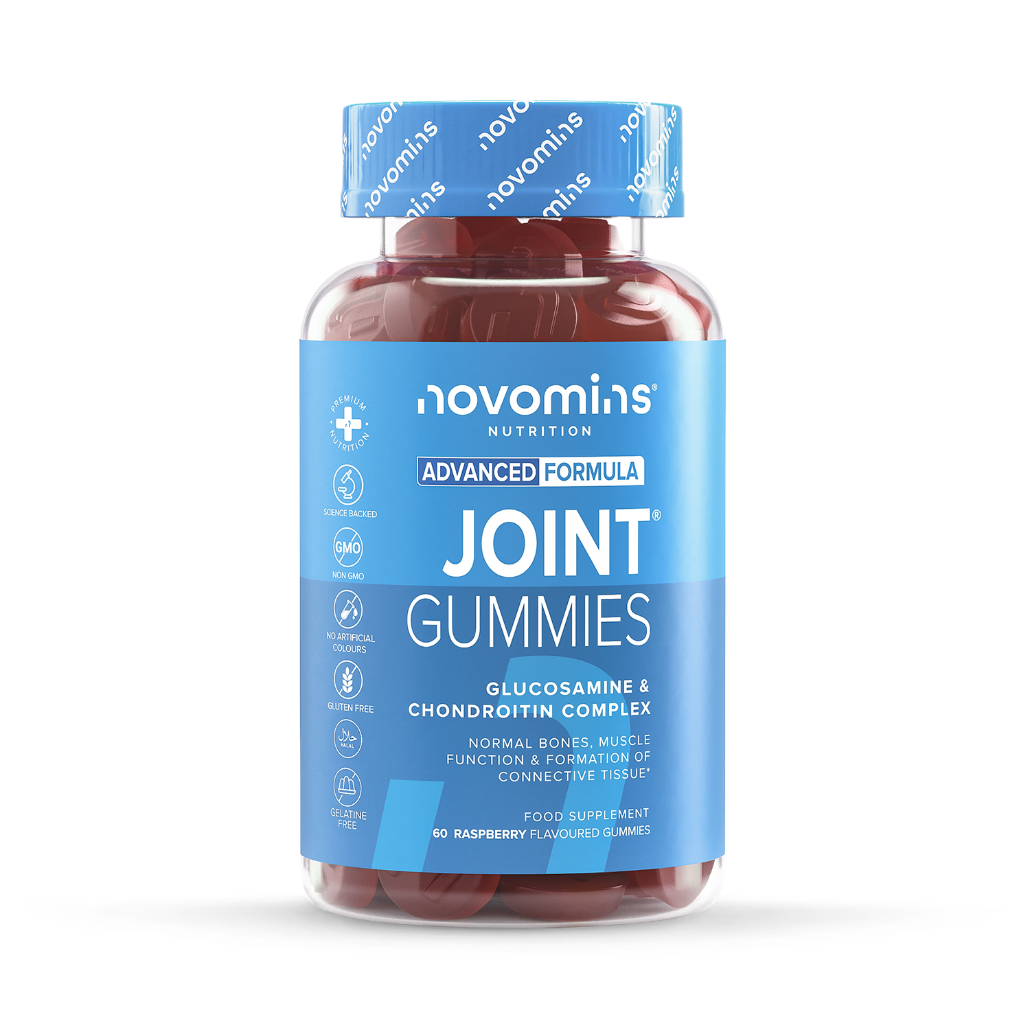 Novomins Joint Raspberry Flavoured Gummies 60 Gummies, imported from the UK
