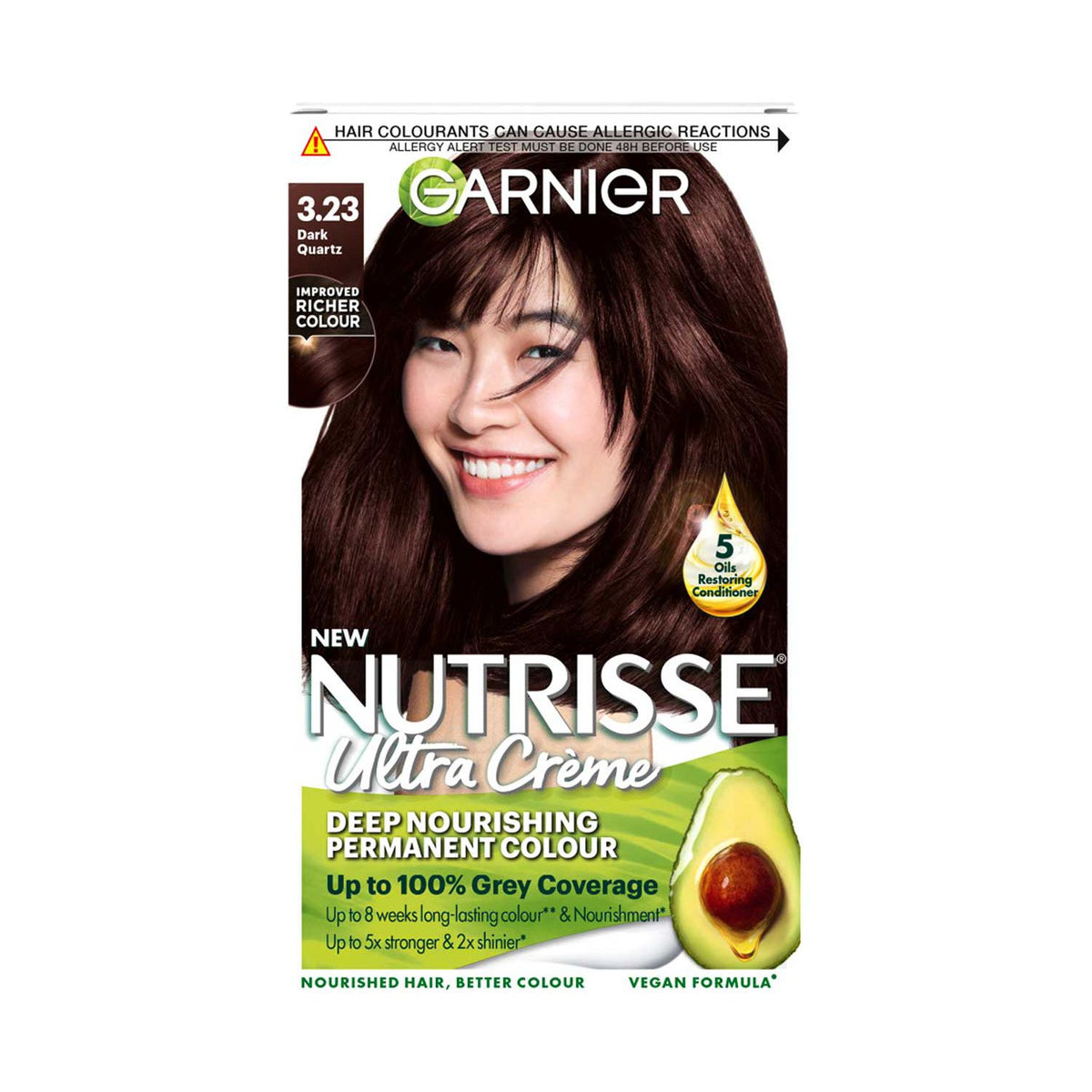 Garnier Nutrisse 3.23 Dunkelquarzbraun permanente Haarfarbe - britisches Produkt
