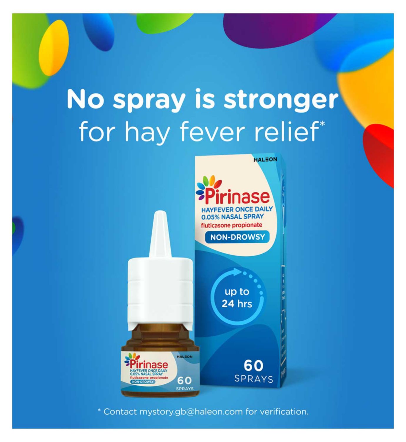 Pirinase hayfever relief nasal spray for adults 0.05% 60 sprays (British brand)