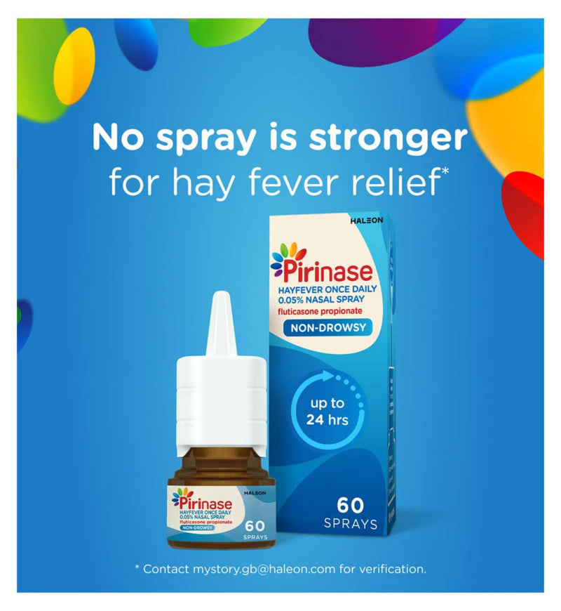 Pirinase hayfever relief nasal spray for adults 0.05% 60 sprays (British brand)