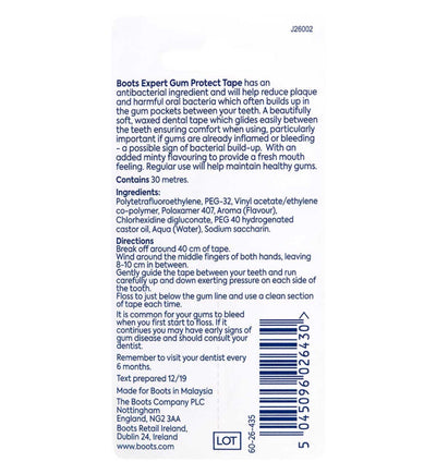 Boots Expert Chlorhexidine Dental Tape Mint 30m