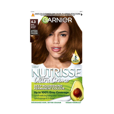 Boots Garnier Nutrisse 4.3 Dark Golden Brown Permanent Hair Dye- Buy online at McGrocer