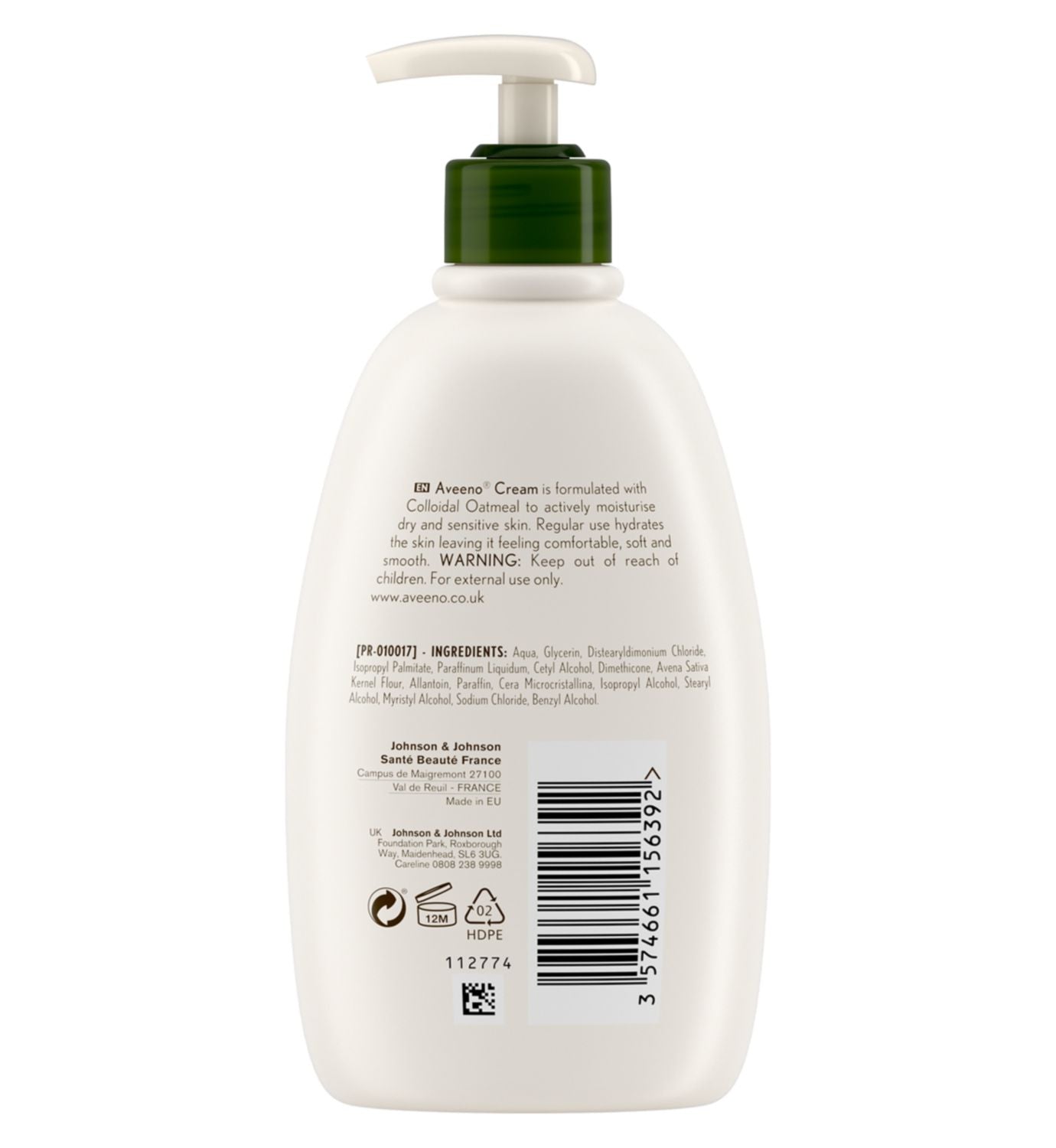 Aveeno Cream Eczema Moisturiser 500ml - British product