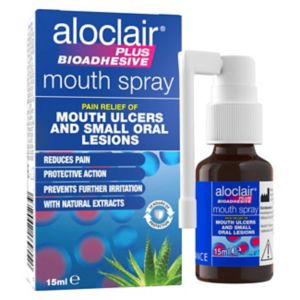 Aloclair Plus bioadhesiv munnpleiespray 15 ml - britisk produkt