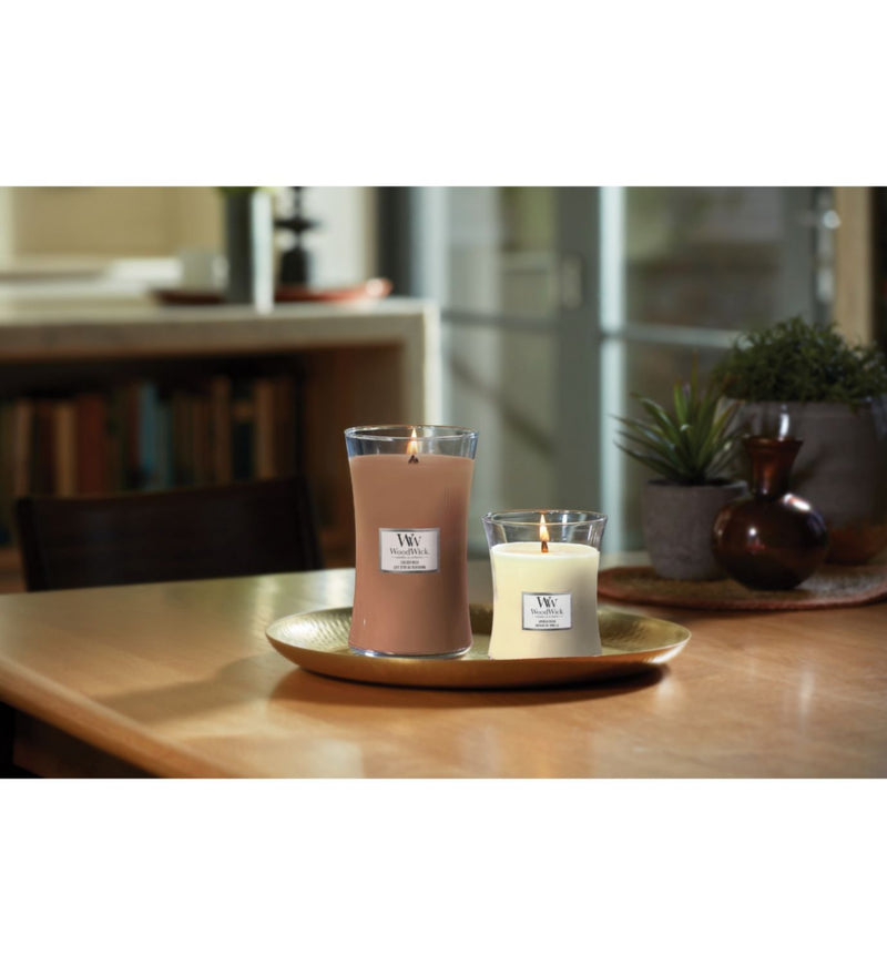 WoodWick Vanilla Bean medium jar candle, imported from the UK