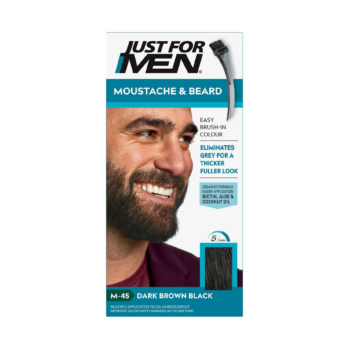 Just For Men beard colour gel dark brown black, UK version