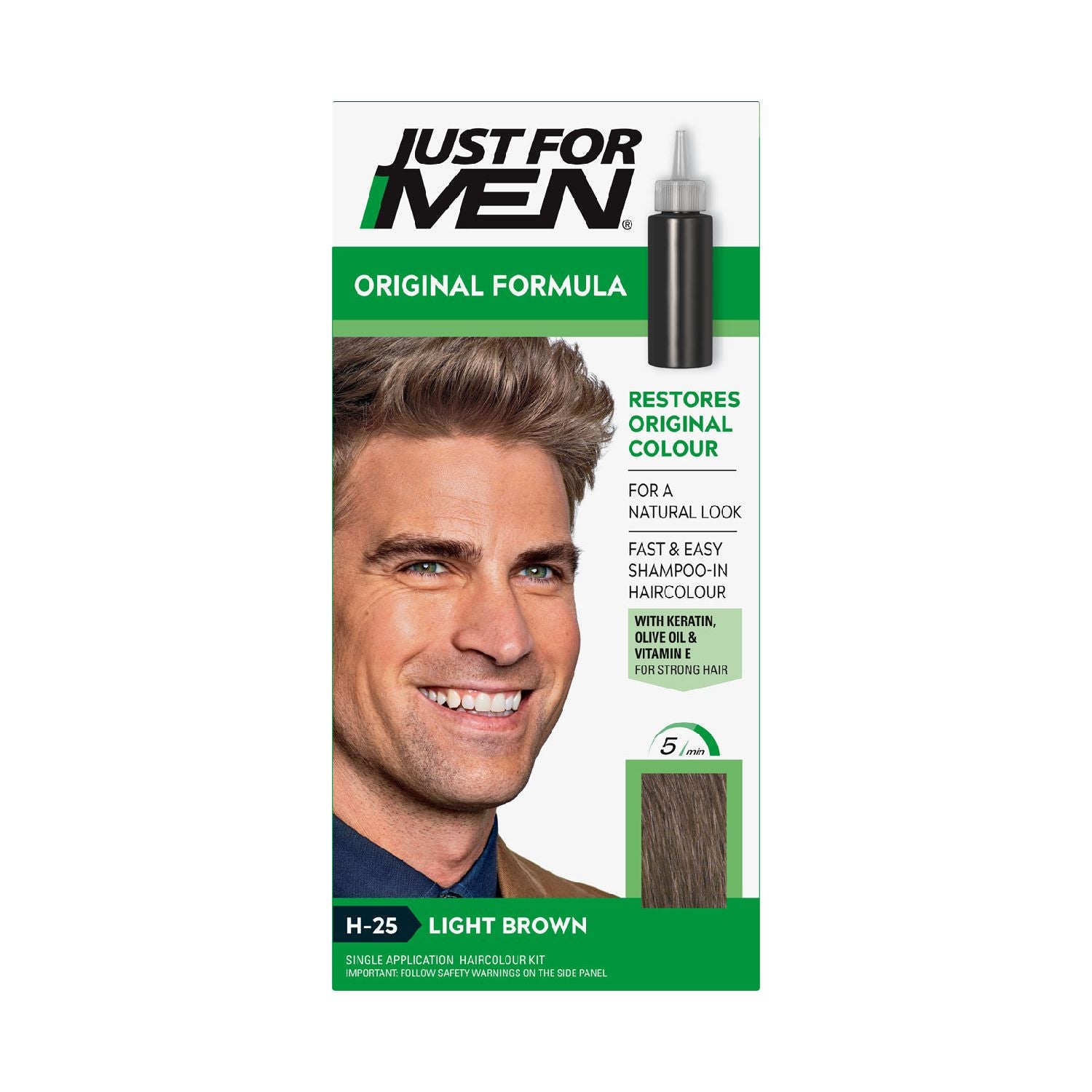 Just For Men Haarfärbemittel, natürliche hellbraune Farbe - britisches Produkt