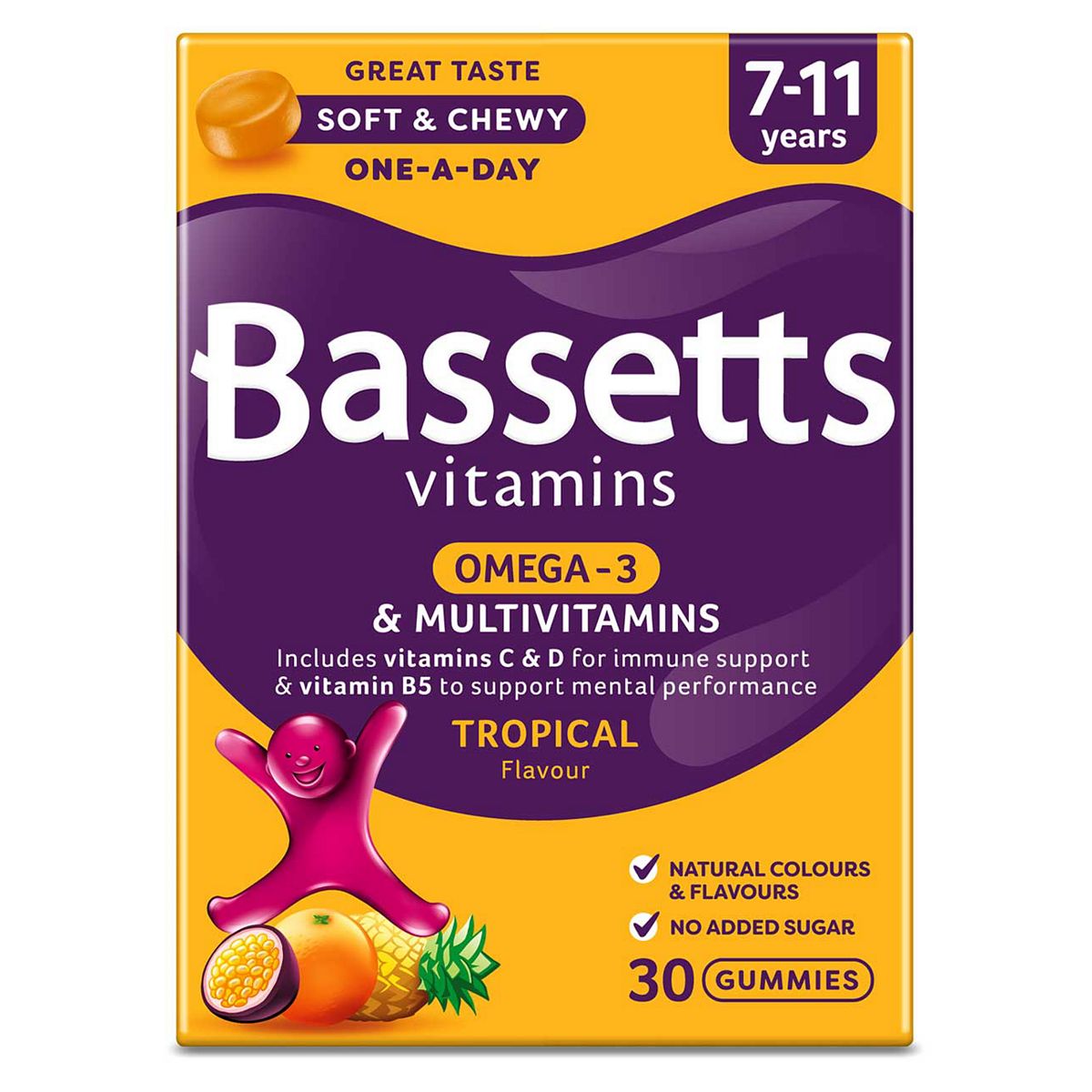 Bassetts Multivitamins Tropical Flavour Soft & Chewies 7-11 Years - 30 GOODS Boots   