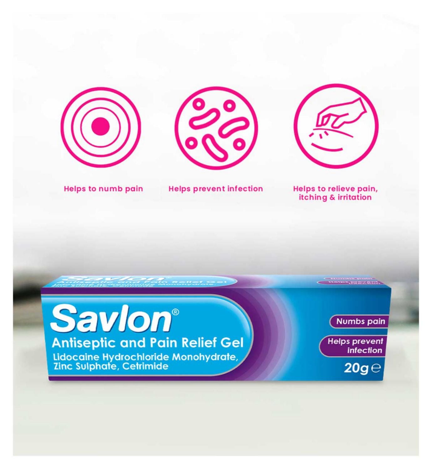Savlon antiseptic pain relief gel 20g (British brand)