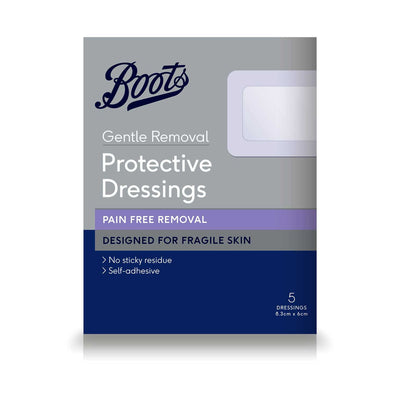 Apósitos protectores Boots Gentle Removal, paquete de 5 unidades, 8.3 cm x 6 cm.