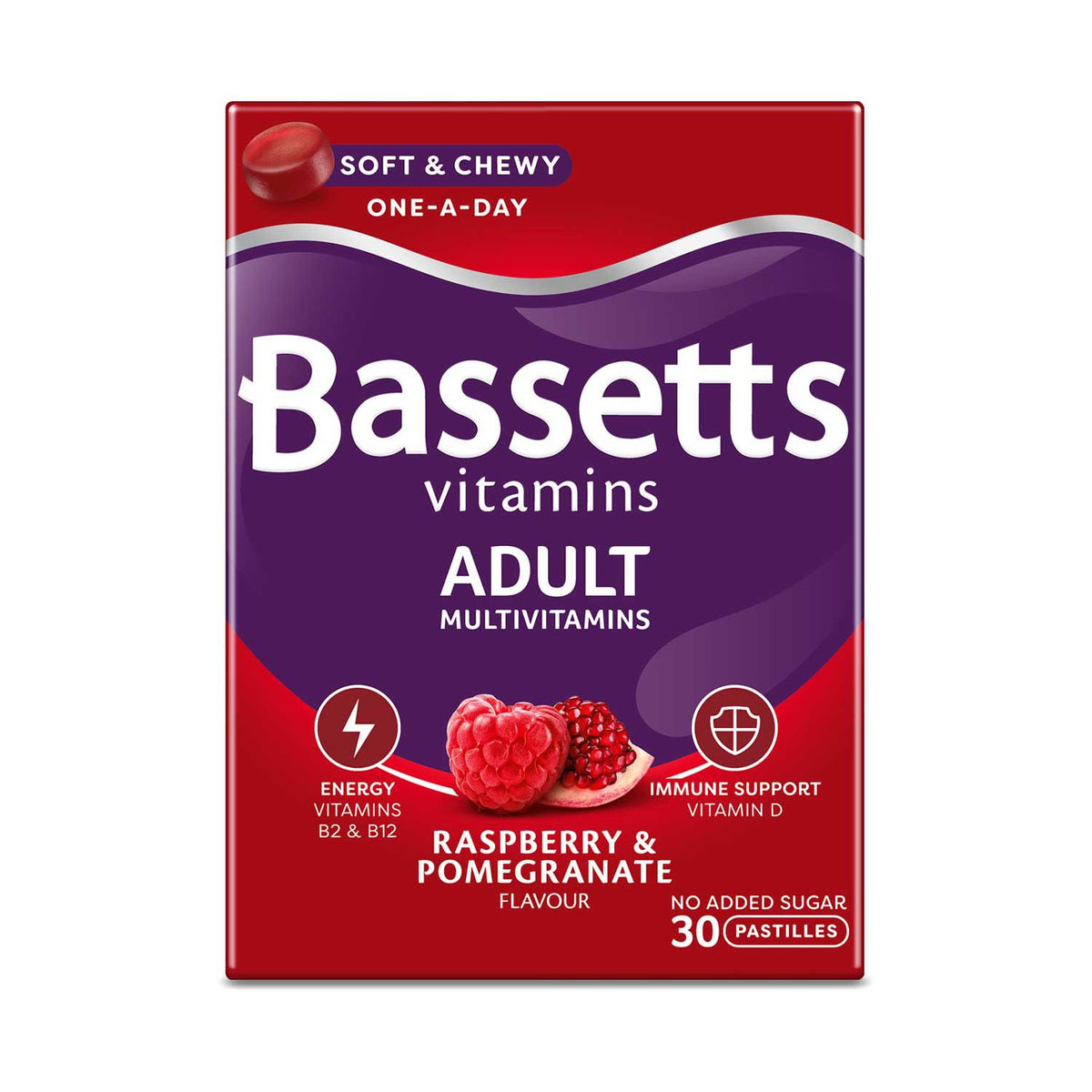 Bassetts Adult Multivitamins Raspberry & Pomegranate Pastilles 30 - British product