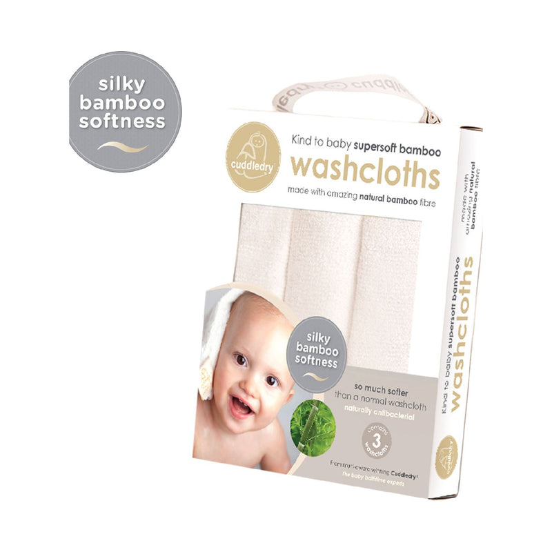 Cuddledry baby bamboo washcloth set of three - British product