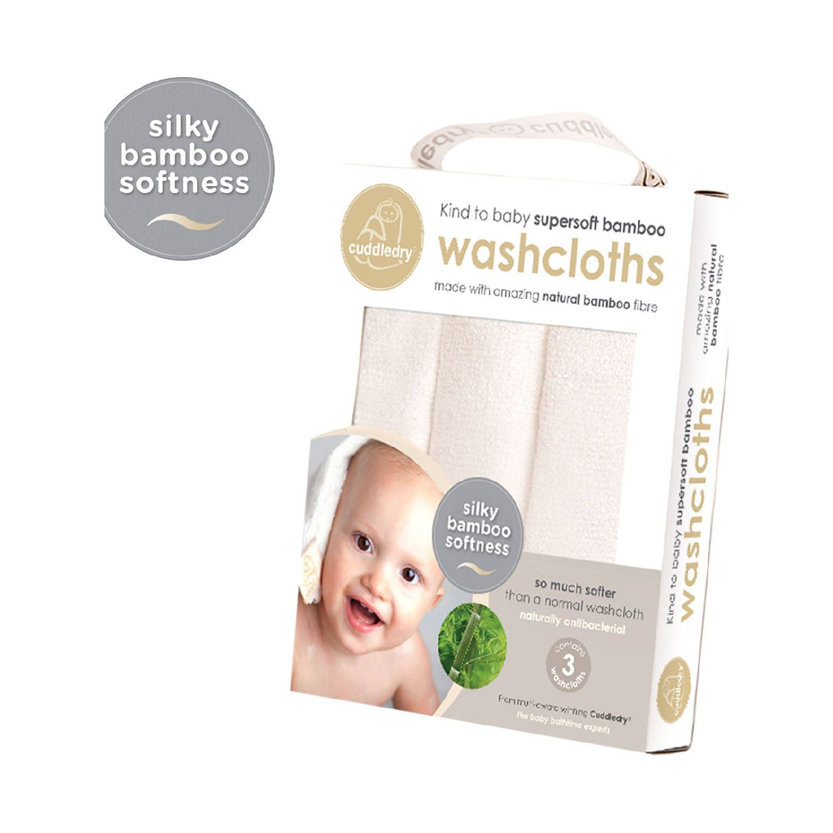Cuddledry baby bamboo washcloth set of three - British product