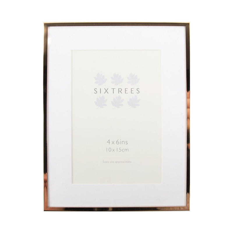Sixtrees metal rose gold photo frame 4x6 (British brand)
