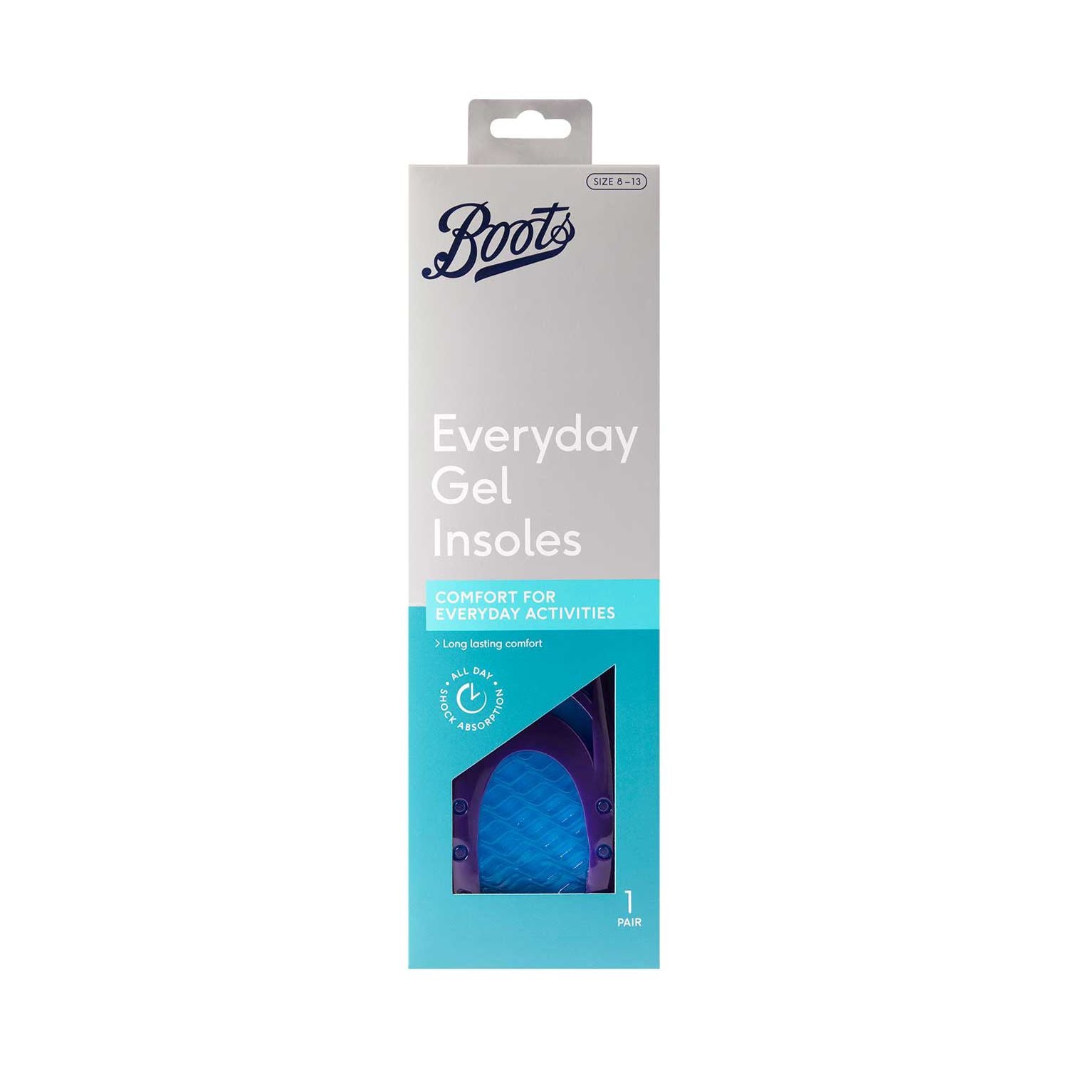 Boots everyday gel insoles men size 8-13, UK version