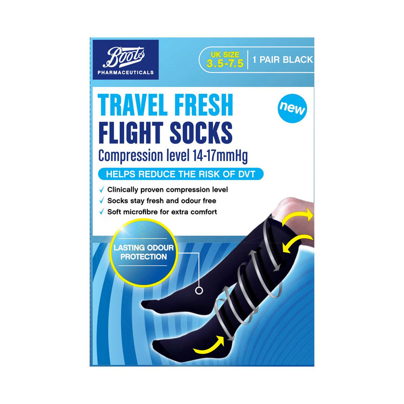 Boots Pharmaceuticals flight socks black UK 3.5-7.5 - British product