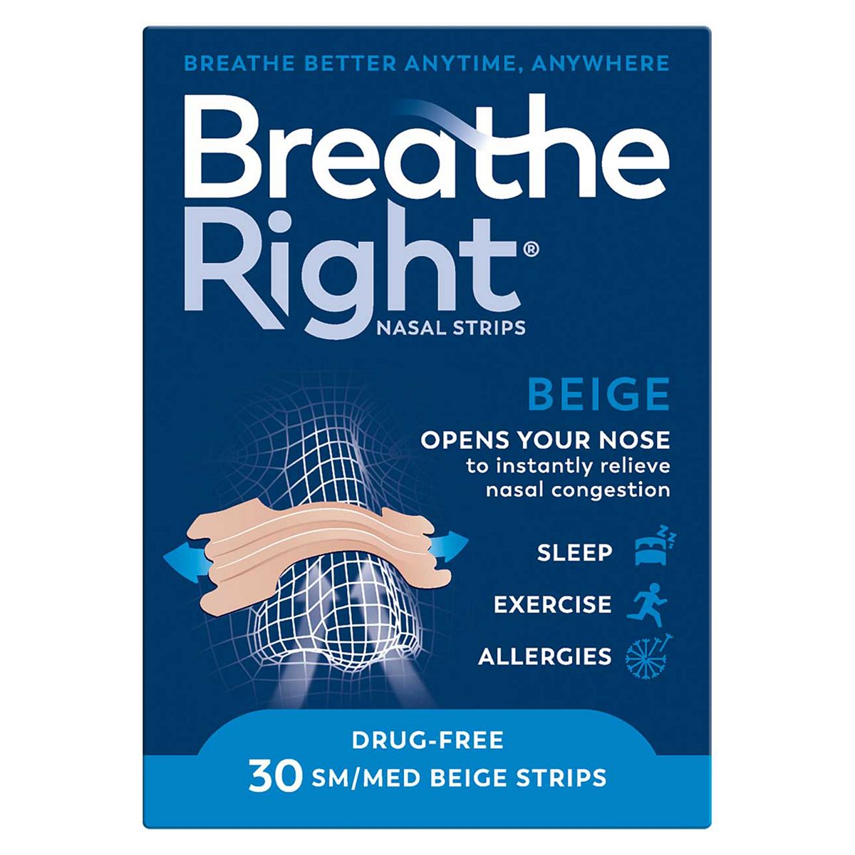 Breathe Right Congestion Relief Nasal Strips Original Small/Medium 30s