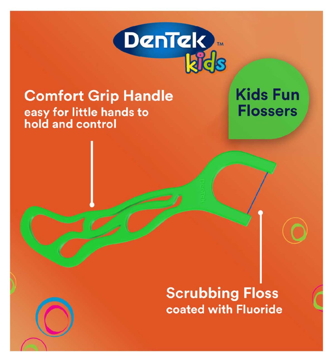 DenTek Kids Fun Flosser fruit flavoured dental picks 60 pack - British product