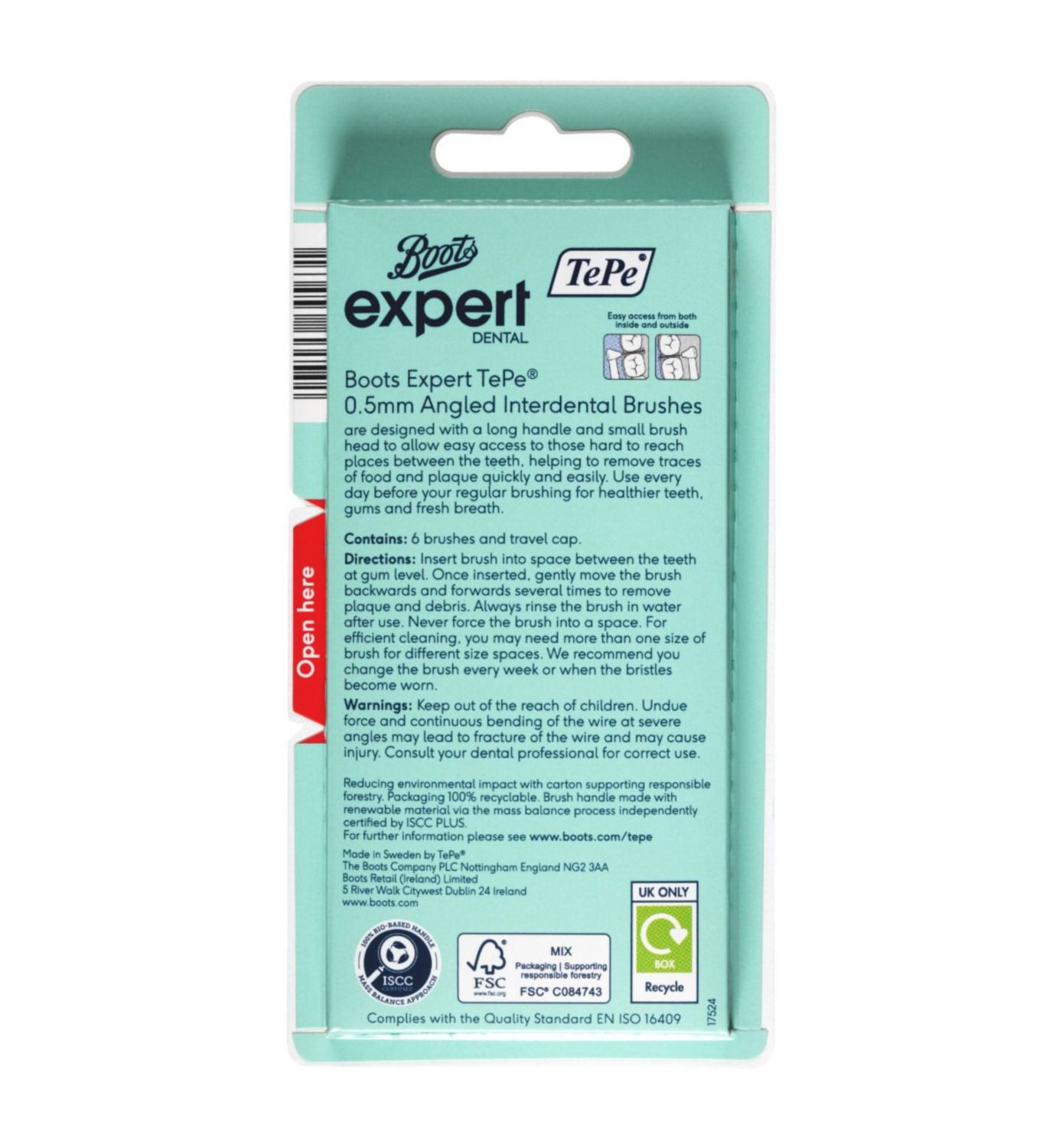 TePe Interdental Brushes Red 0.5mm Set 6 - British product