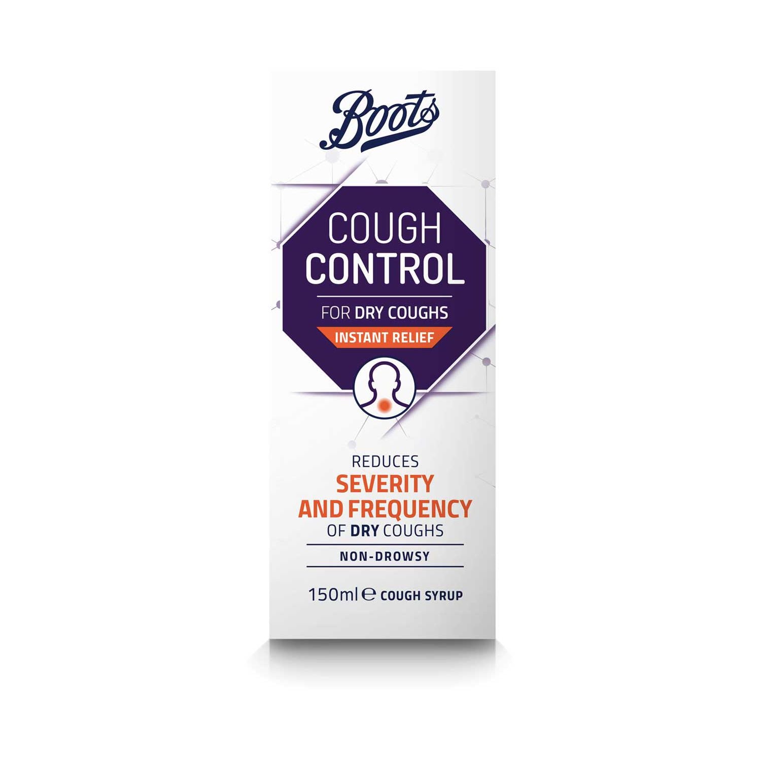 Boots Cough Control cough syrup 150ml bottle, UK version