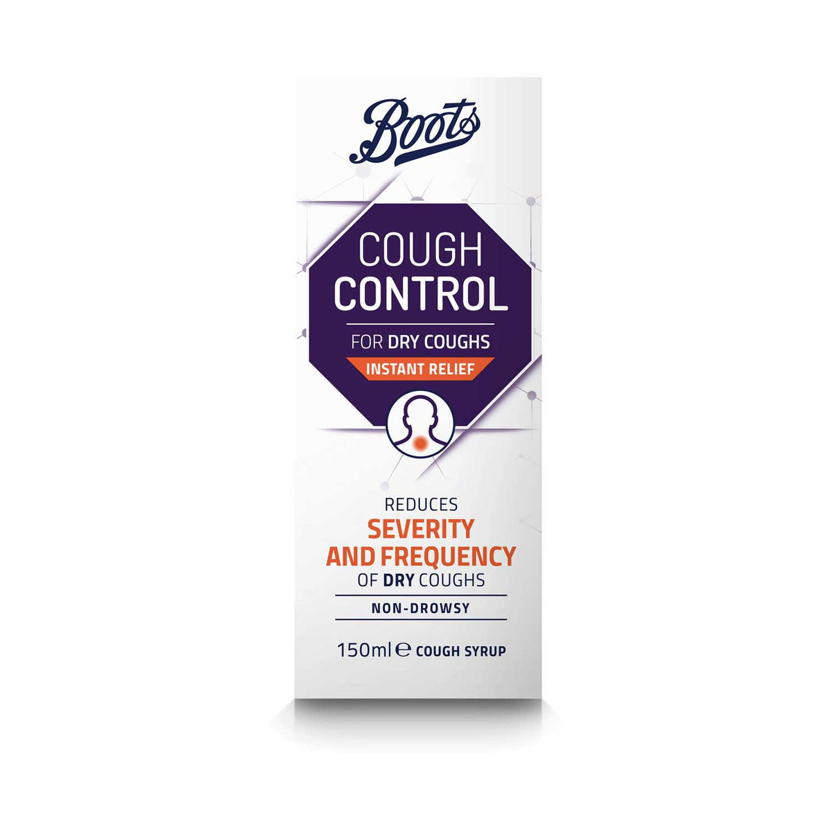 Boots Cough Control cough syrup 150ml bottle, UK version