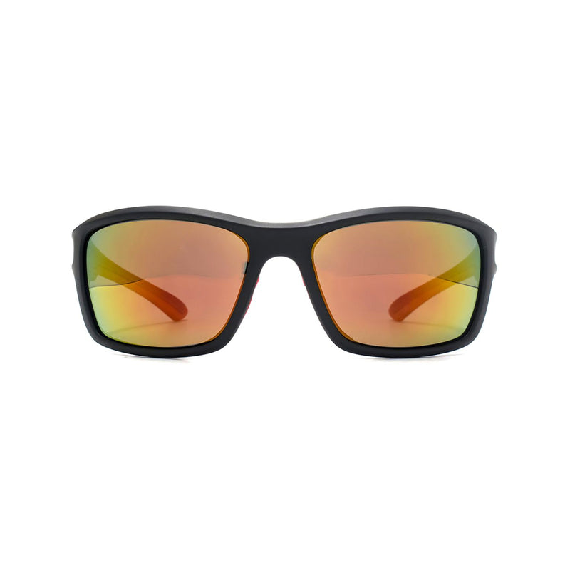 Freedom Polarisierte Sonnenbrille, mattschwarzer Rahmen mit rot-goldenen Spiegellinsen (britische Marke)