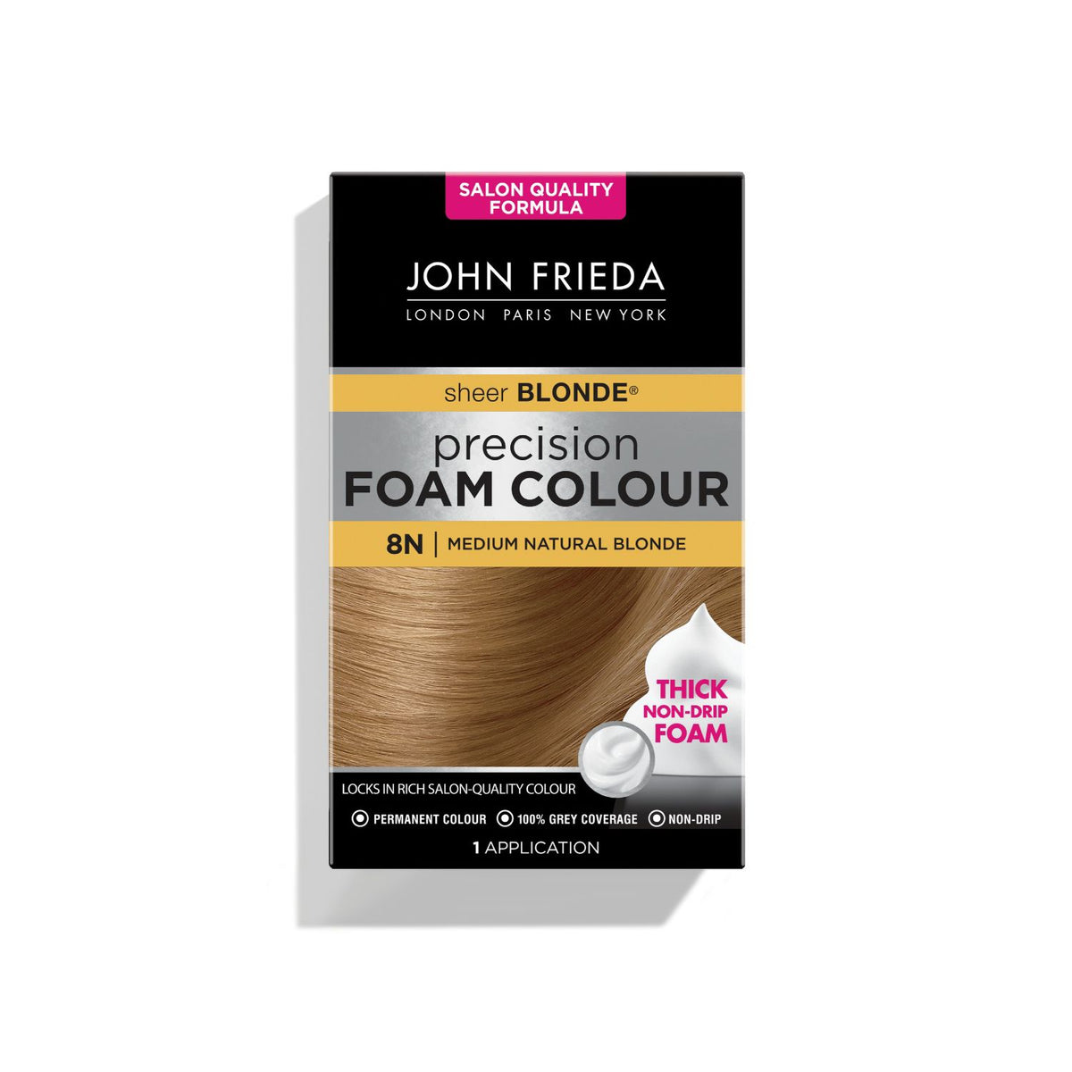 John Frieda 8N Blond Schaumfarbe 130ml - Britisches Produkt