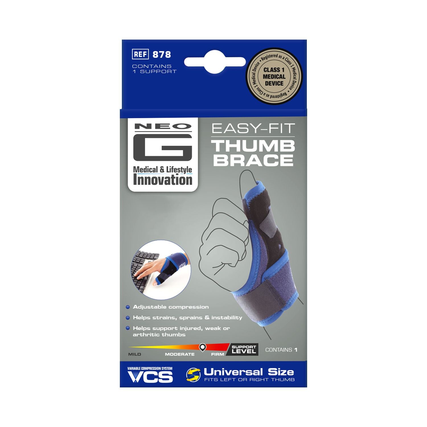 Neo G easy-fit thumb brace one size (British brand)