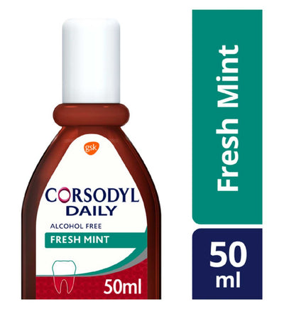 Corsodyl Daily Gum Care Mundwasser Frische Minze Alkoholfrei 50ml