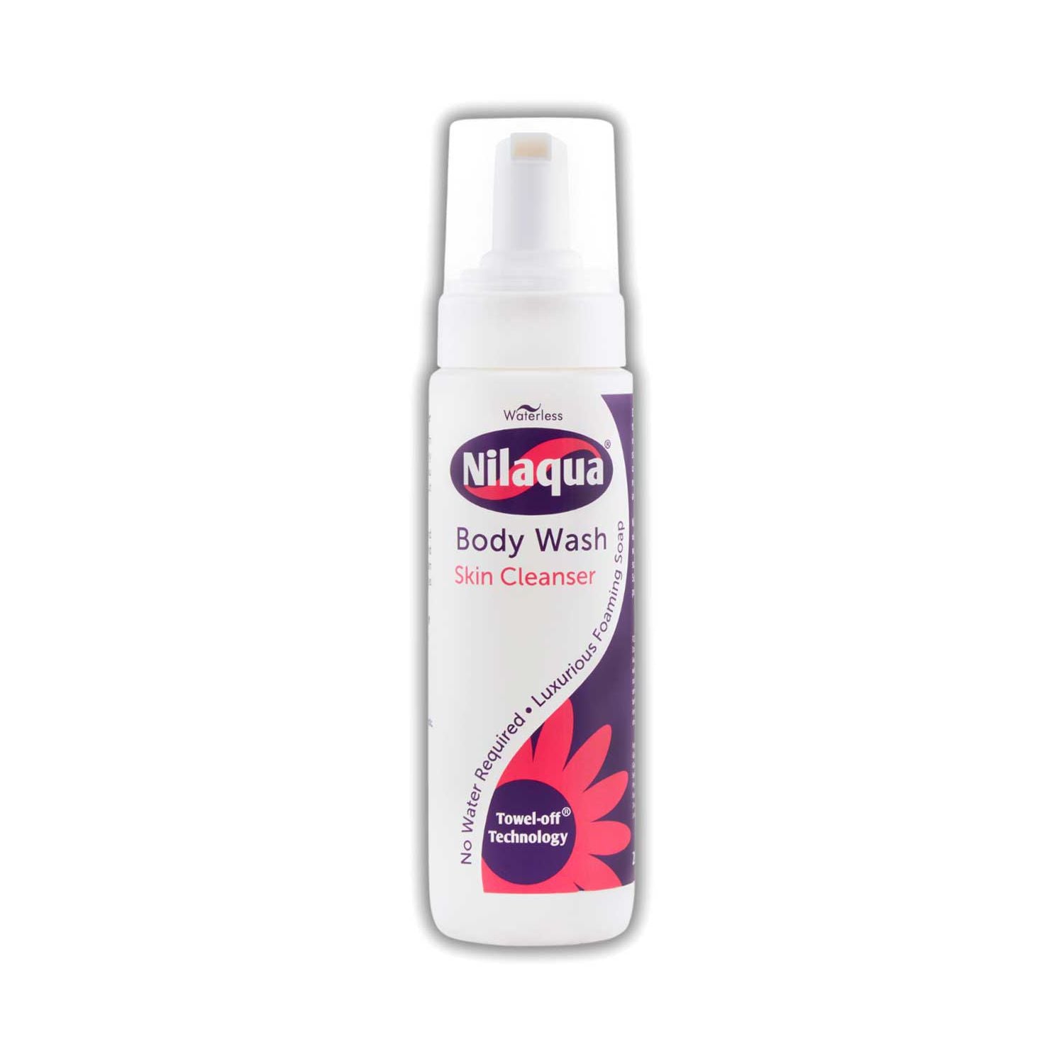 Nilaqua Towel Off skin cleansing body foam 200ml, imported from the UK