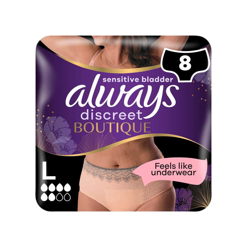 سراويل Always Discreet Boutique البيج لسلس البول مقاس L (علامة تجارية بريطانية)