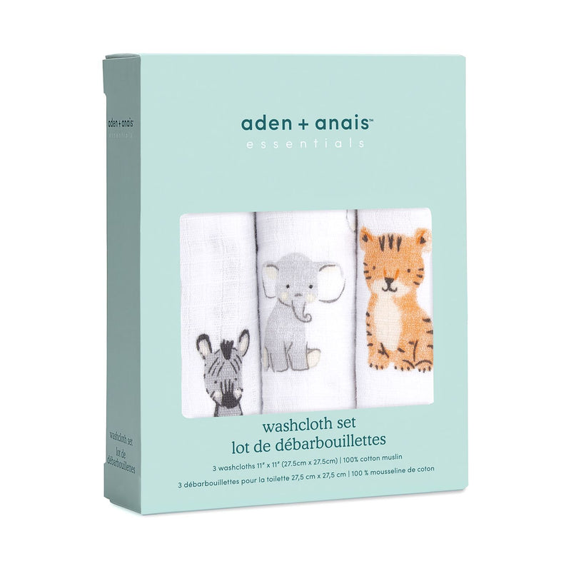 aden + anais muslin washcloths Safari Babies 3 pack British brand