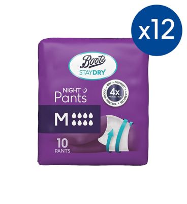 Boots Staydry Night Pants Medium - 120 Pants (12 Pack Bundle) GOODS Boots   