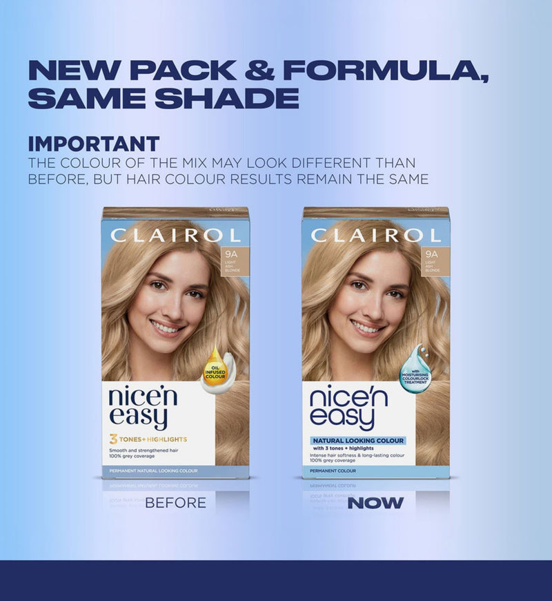 Clairol Nice'n Easy hair dye 9A Light Ash Blonde 177ml - British product
