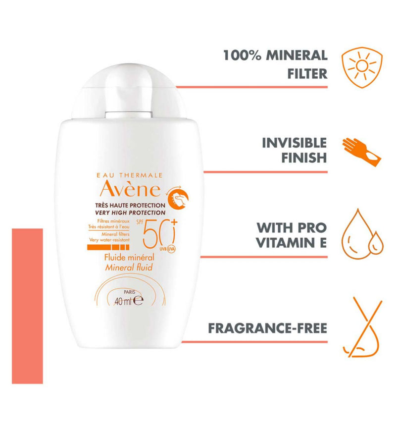 Avène mineral fluid SPF50+ sun cream 40ml - British product