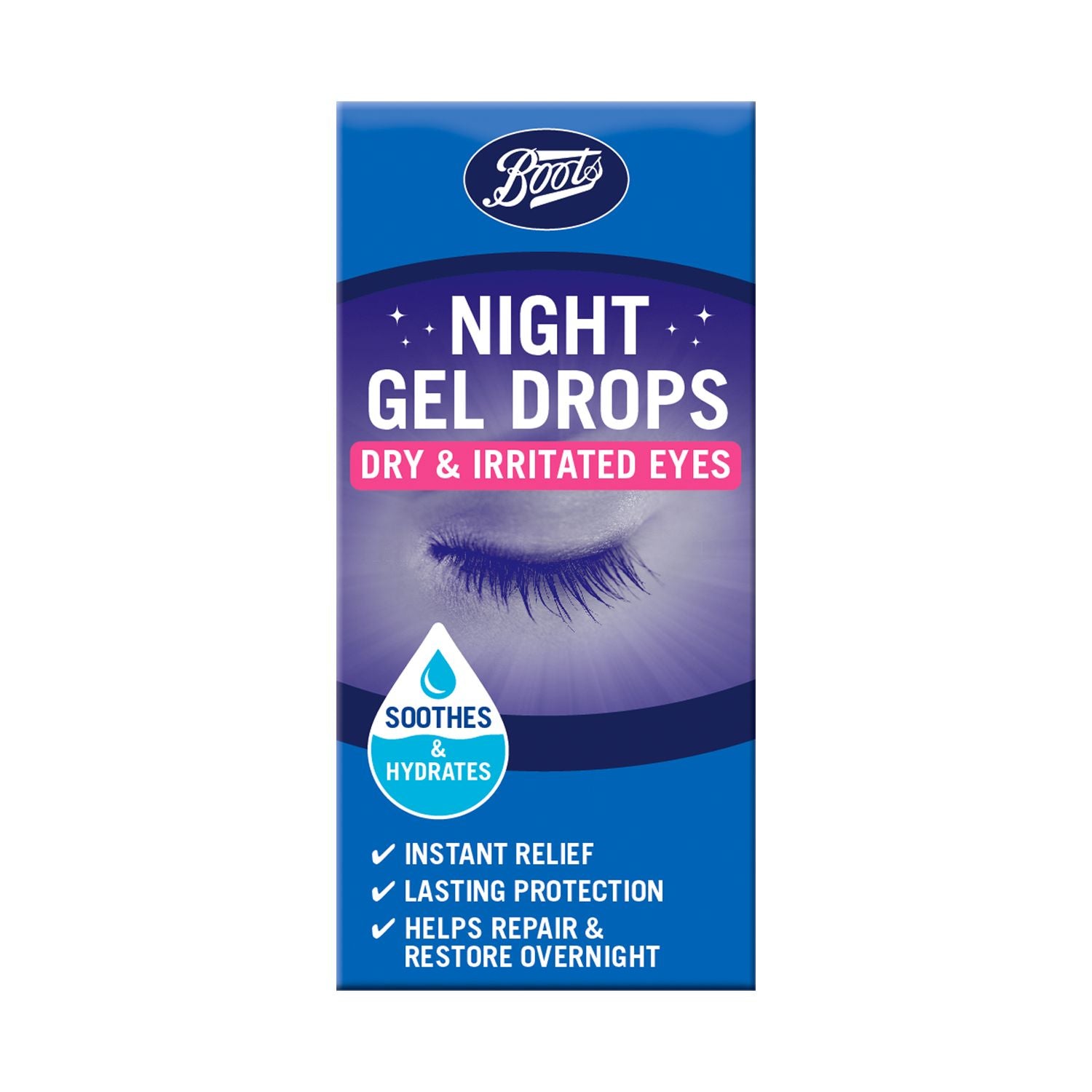 Boots night gel drops for dry eyes 10ml - British product