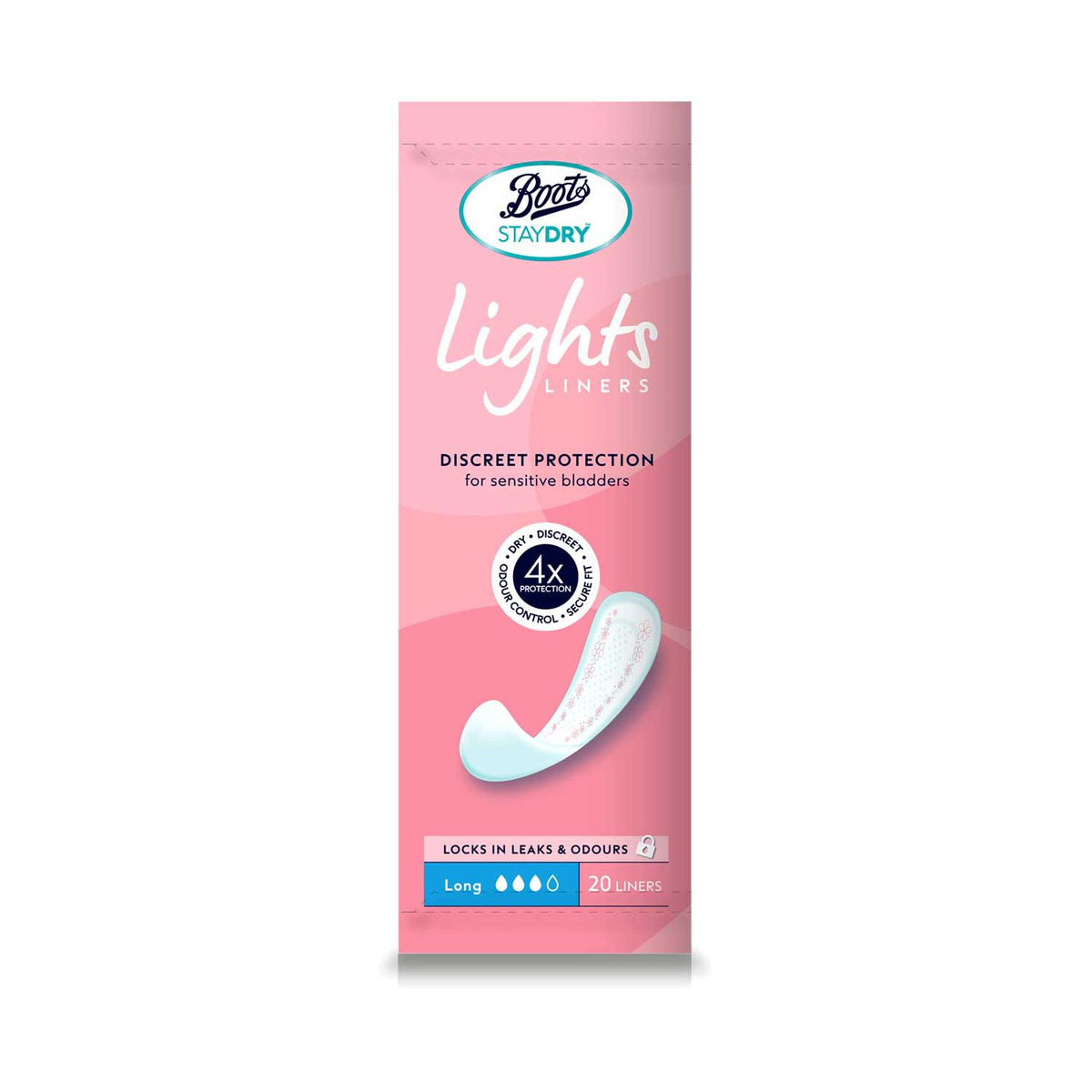 بطانات Staydry لسلس البول Lights Long Liners عبوة 20 - منتج بريطاني
