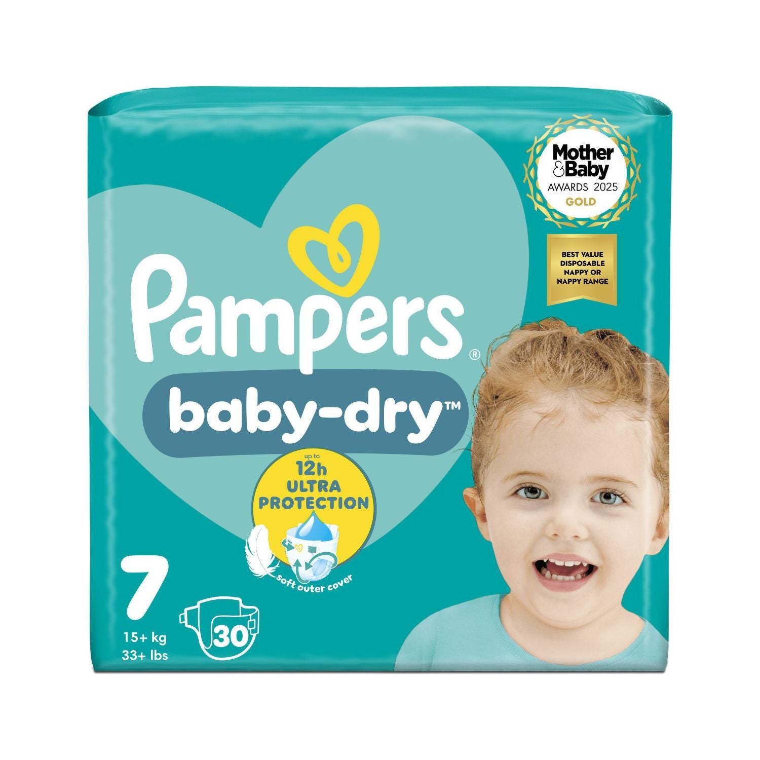 Pampers Baby-Dry Windeln Größe 7 30er-Pack, importiert aus Großbritannien