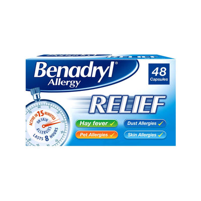 Boots Benadryl Allergy Relief 48 Capsules- Buy online at McGrocer