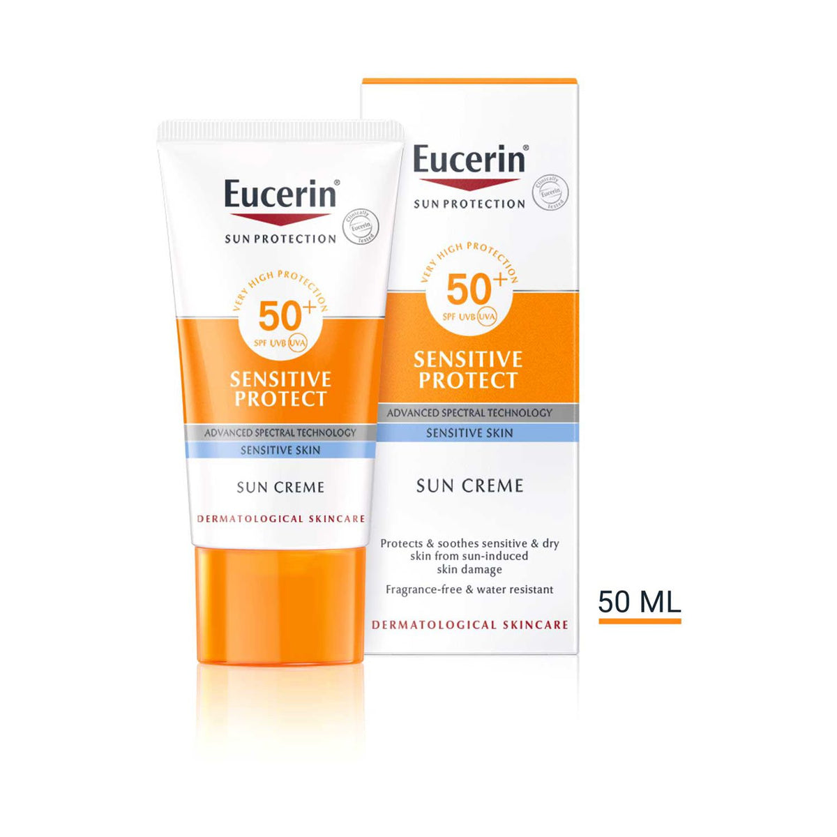 Eucerin face sunscreen SPF50+ for sensitive skin 50ml, UK version
