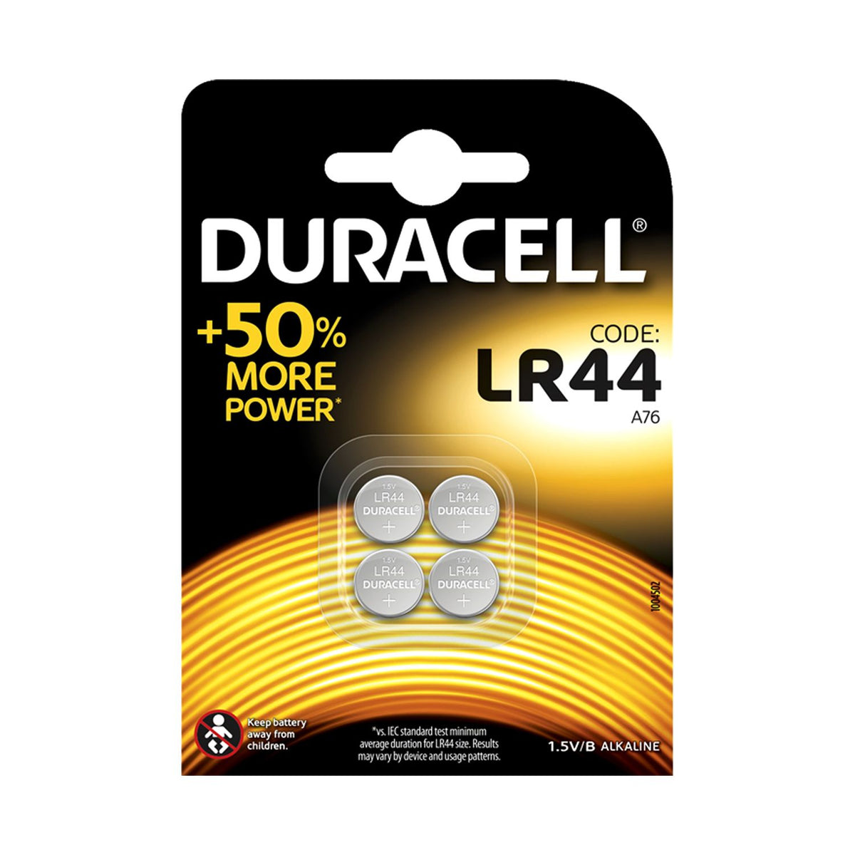 Piles bouton Duracell LR44 par 4, importées du Royaume-Uni