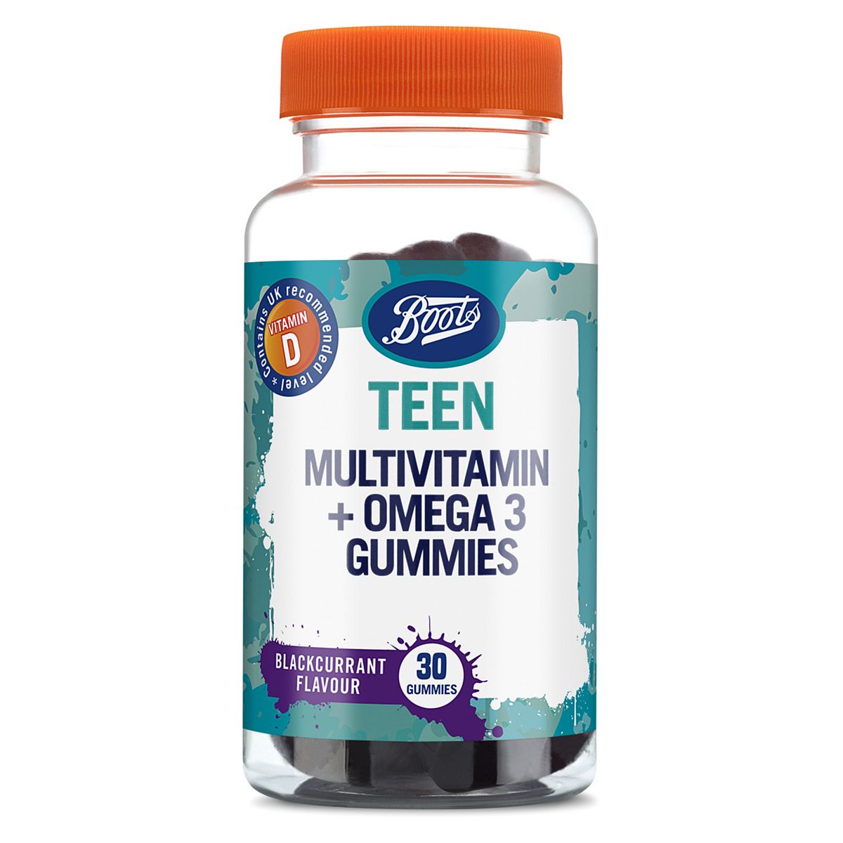 Boots Teen Multivitamin + Omega 3 Gummies - 30 Blackcurrant Gummies GOODS Boots   