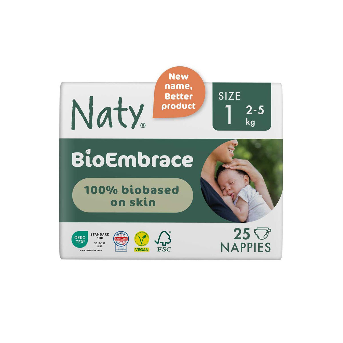 Naty BioEmbrace nappies size 1 25 pack, UK version