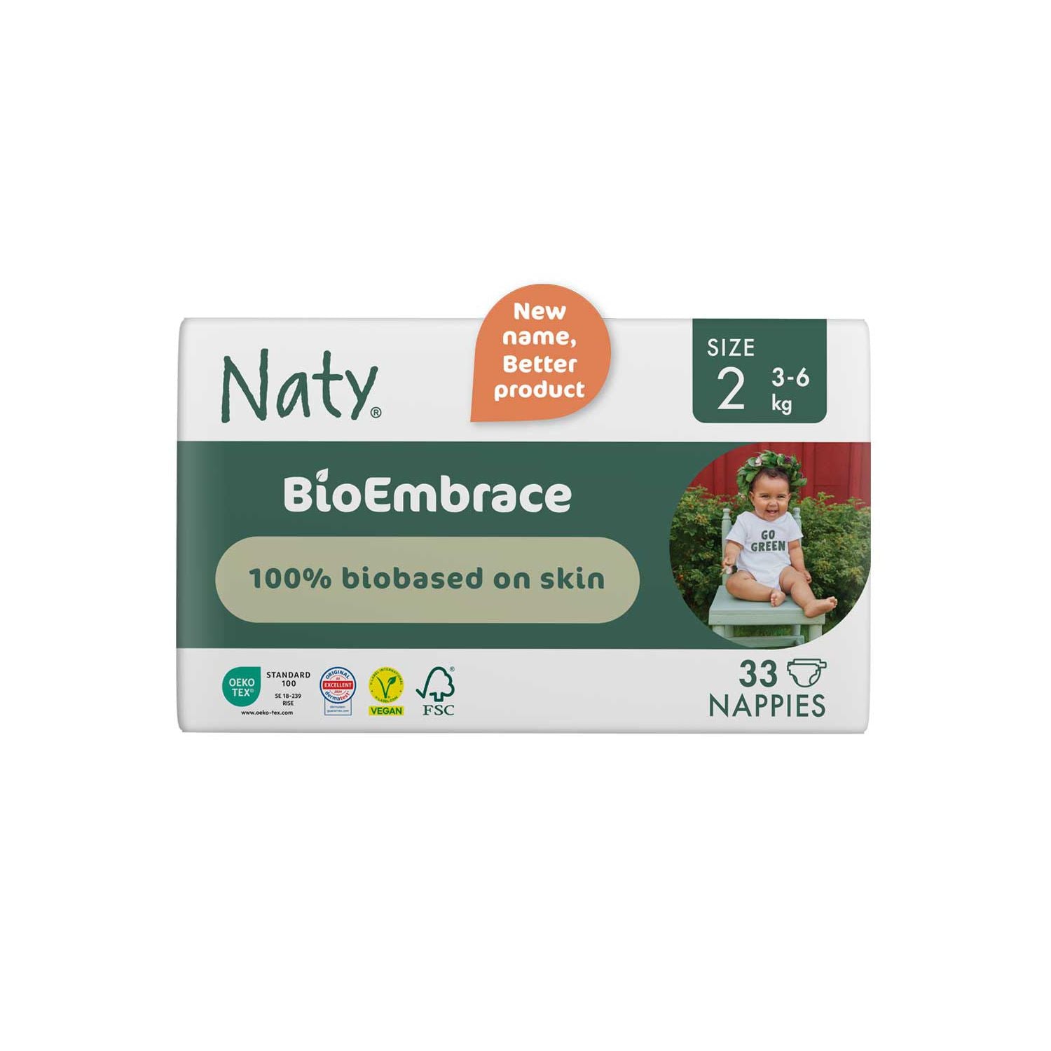 Naty BioEmbrace Windeln Größe 2 3-6kg (Britische Marke)
