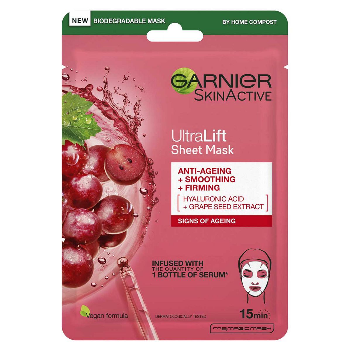 Garnier Ultralift Anti Ageing Radiance Boosting Face Sheet Mask 28g GOODS Boots   