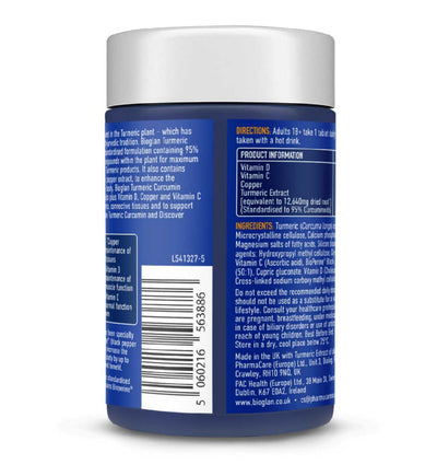 Bioglan Turmeric Curcumin أقراص عالية القوة عبوة 30 قرصًا