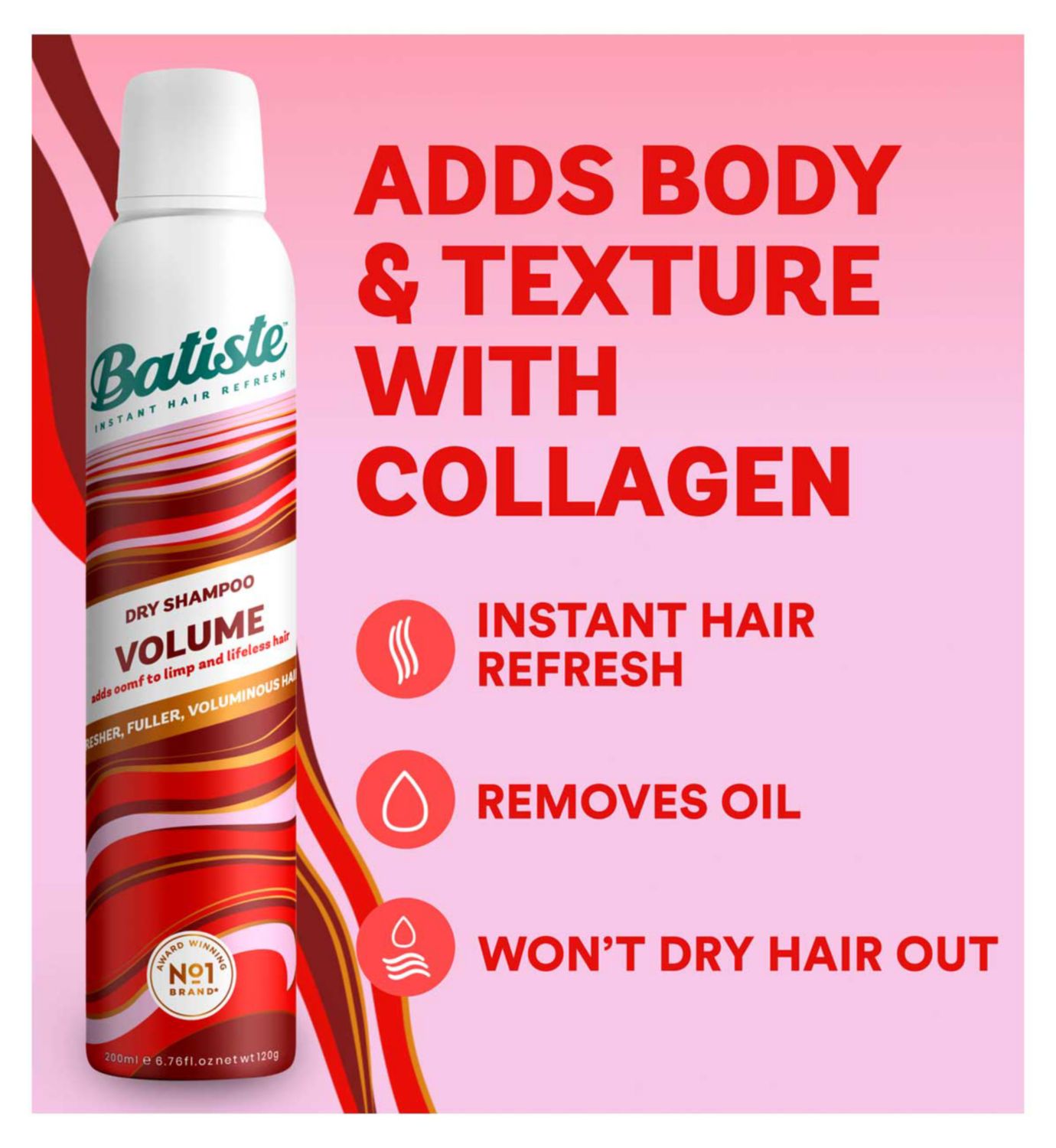 Batiste volumgivende tørrsjampo sprayflaske 200ml - britisk produkt