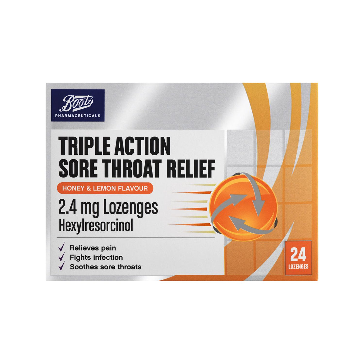 Boots sore throat relief lozenges honey lemon 24 pack - British product