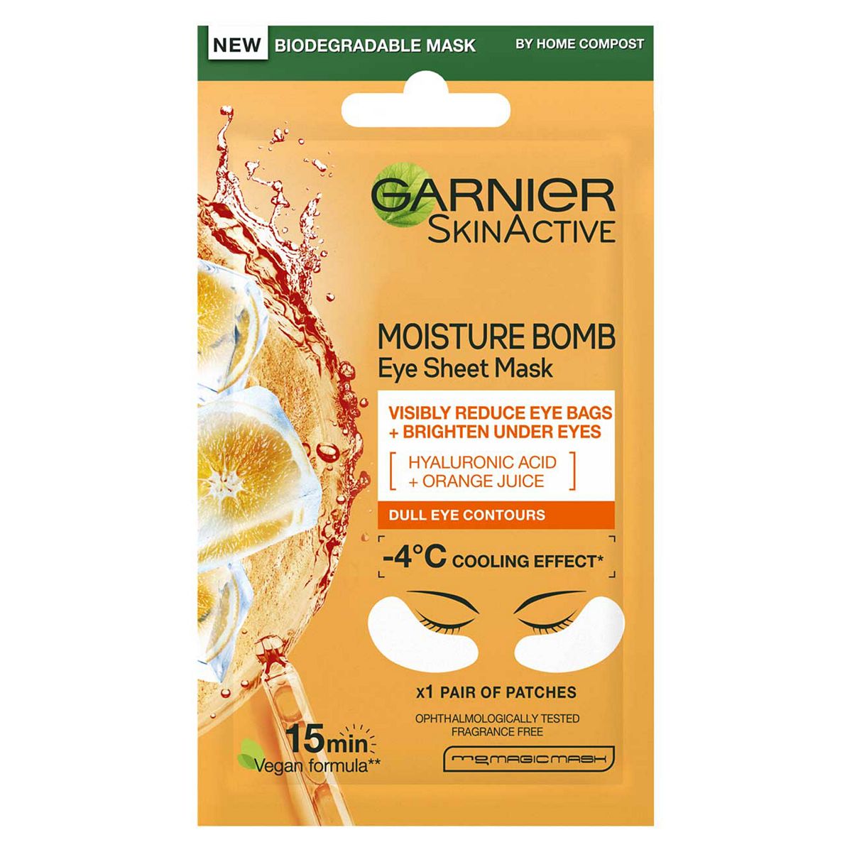 Garnier Moisture Bomb Hyaluronic Acid And Orange Juice Hydrating Brightening Eye Sheet Mask  6g GOODS Boots   