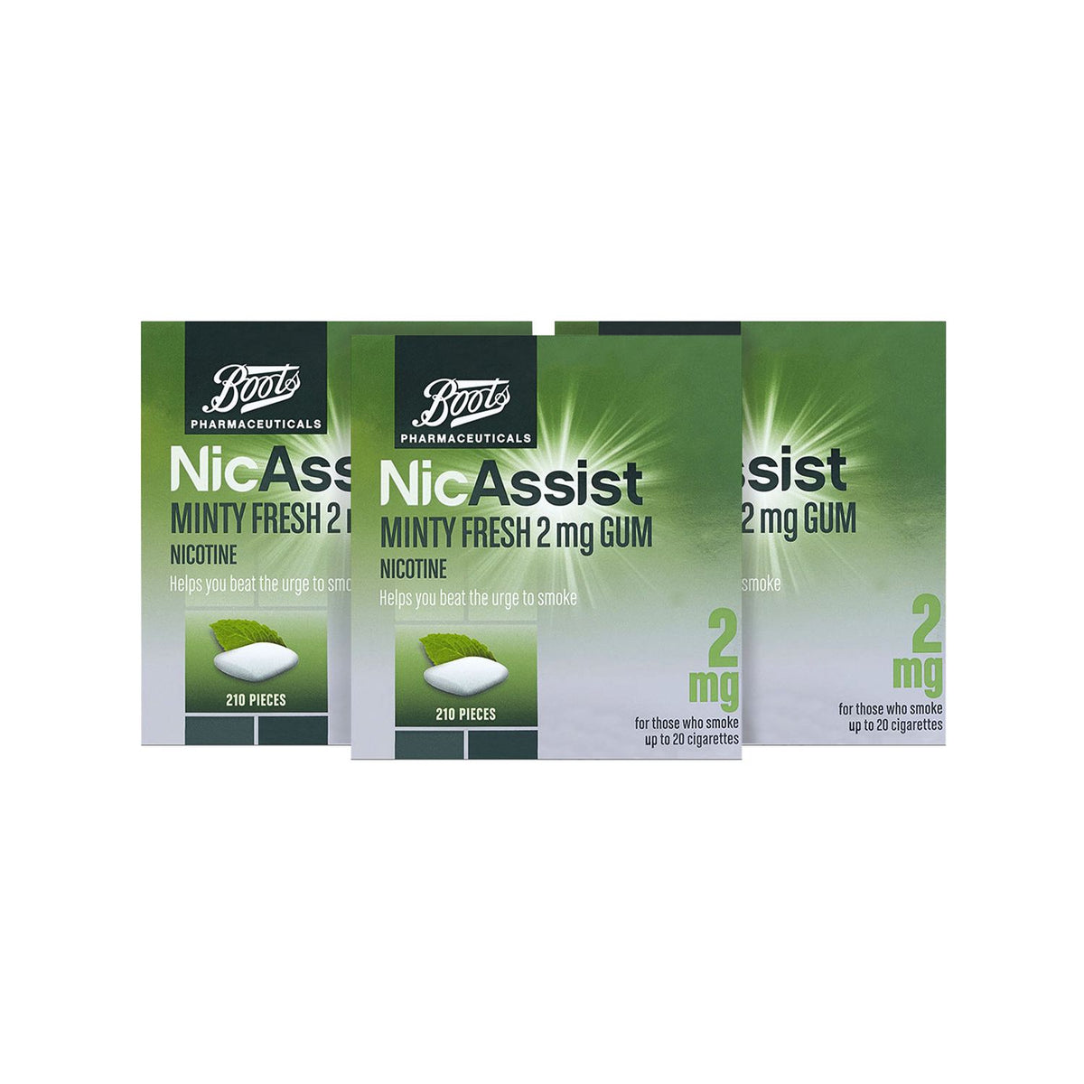 Boots NicAssist mint gum 2mg bundle - British product